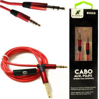 CABO AUXILIAR P2XP3 STEREO COM MICROFONE 1,5M X-CELL XC-P2-M
