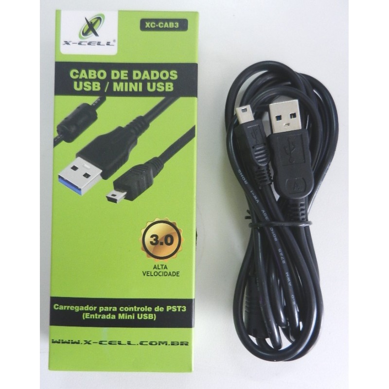 Cabo Carregador USB X Mini USB V3 2,00mts na COMPUTEC